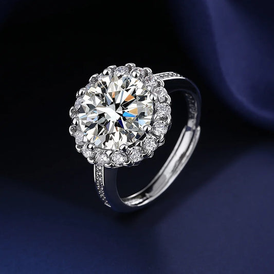 Diamond Flower Ring Adjustable Size
